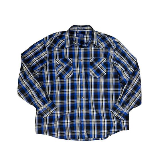 Pendleton Men’s XL Button Down Shirt Long Sleeve Pearl Snap Western Blue Plaid - Picture 5 of 6